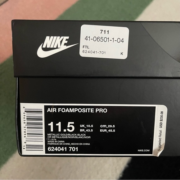 👟 11.5 Men’s Nike Air Foamposite Pro Metallic Gold Black - Picture 5 of 11